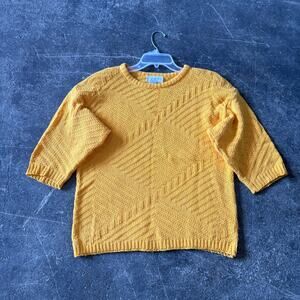 Vintage Knit Maven Oversized Sweater Womens M Yellow Cable Knit Across America